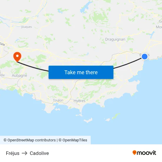 Fréjus to Cadolive map