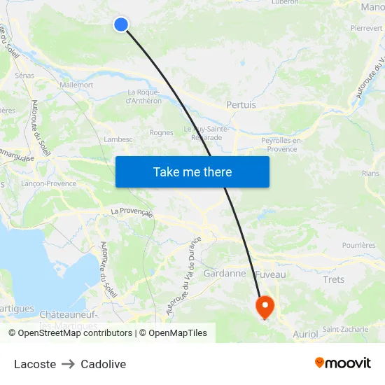 Lacoste to Cadolive map