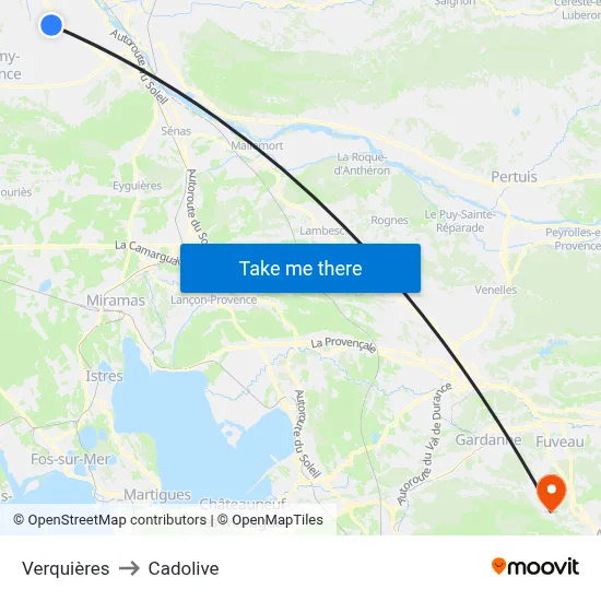 Verquières to Cadolive map