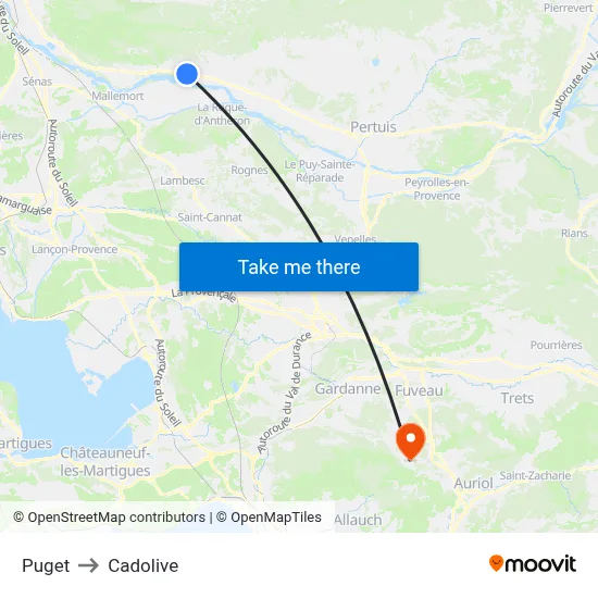 Puget to Cadolive map