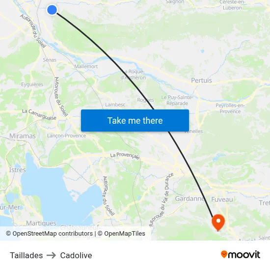 Taillades to Cadolive map