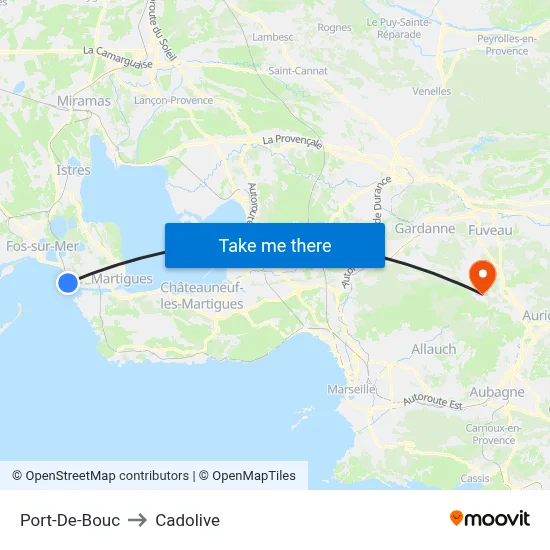 Port-De-Bouc to Cadolive map