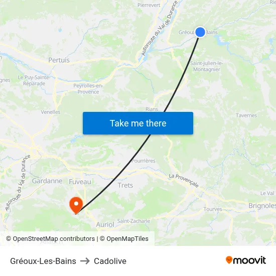 Gréoux-Les-Bains to Cadolive map