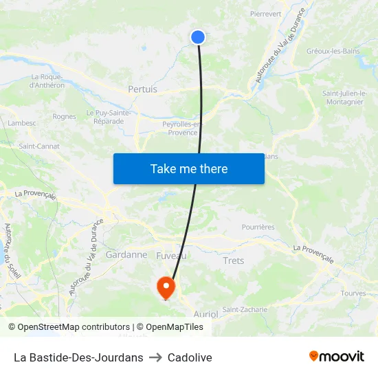 La Bastide-Des-Jourdans to Cadolive map