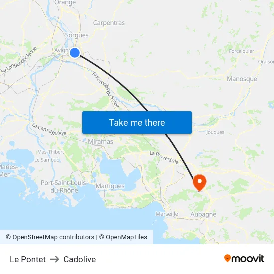 Le Pontet to Cadolive map