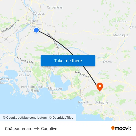 Châteaurenard to Cadolive map