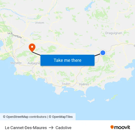 Le Cannet-Des-Maures to Cadolive map