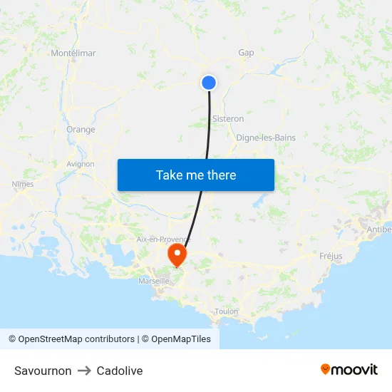 Savournon to Cadolive map