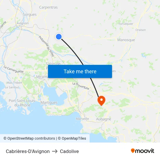 Cabrières-D'Avignon to Cadolive map
