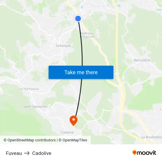 Fuveau to Cadolive map