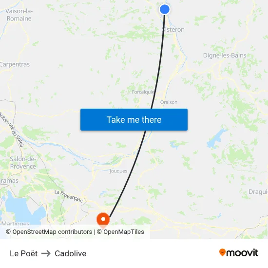 Le Poët to Cadolive map