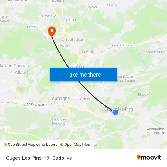 Cuges-Les-Pins to Cadolive map