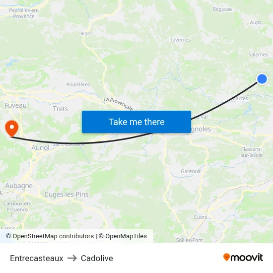 Entrecasteaux to Cadolive map