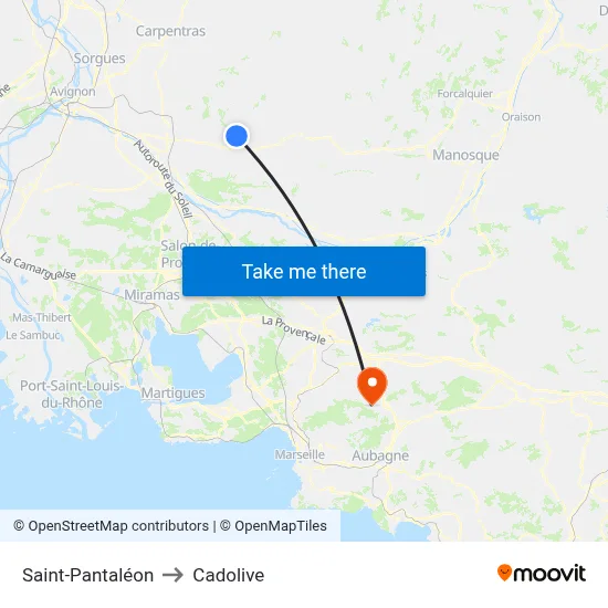 Saint-Pantaléon to Cadolive map