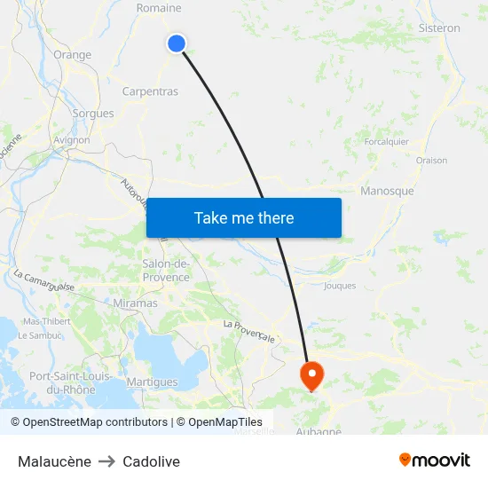 Malaucène to Cadolive map