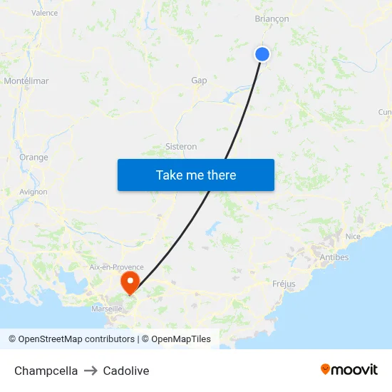 Champcella to Cadolive map
