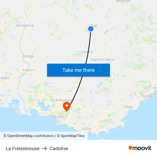 La Freissinouse to Cadolive map