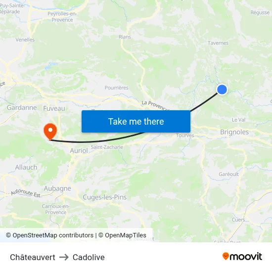 Châteauvert to Cadolive map
