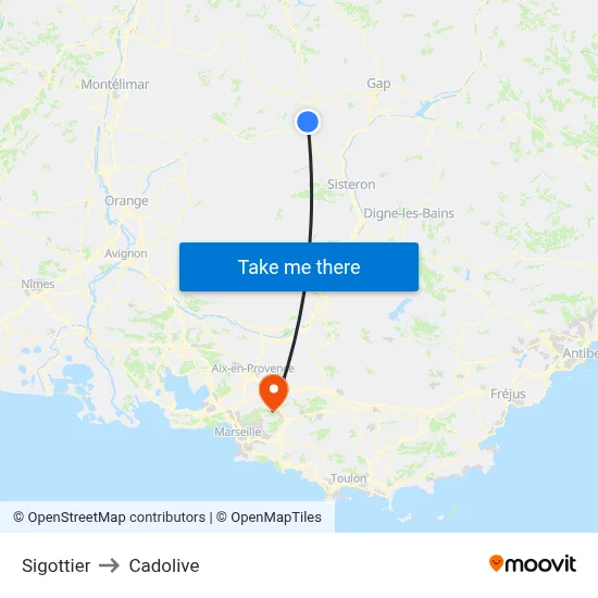 Sigottier to Cadolive map