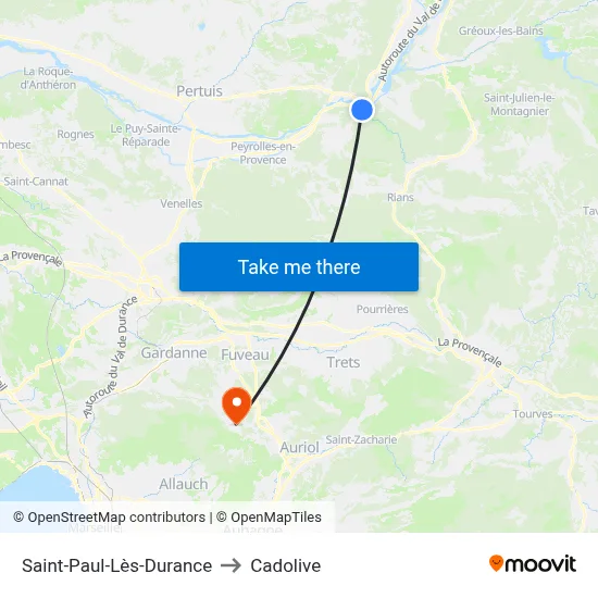 Saint-Paul-Lès-Durance to Cadolive map