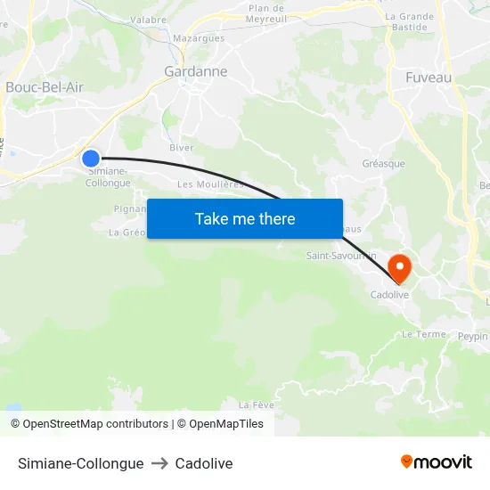 Simiane-Collongue to Cadolive map