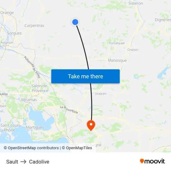 Sault to Cadolive map