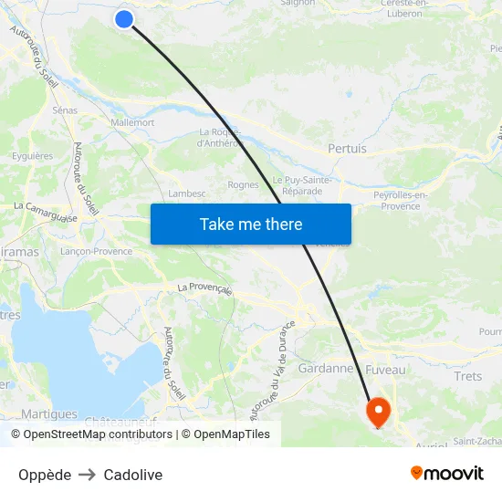 Oppède to Cadolive map