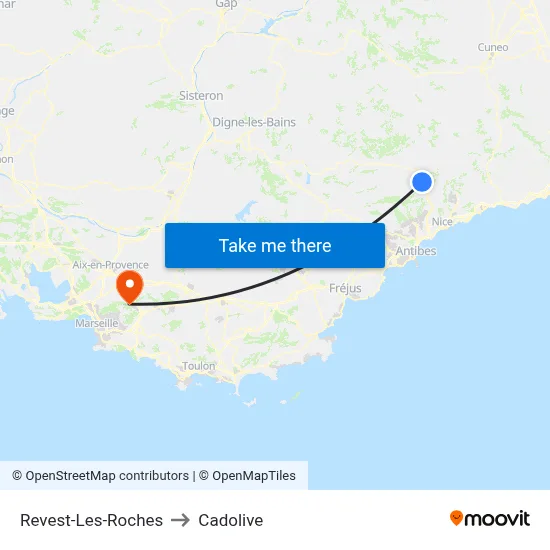 Revest-Les-Roches to Cadolive map