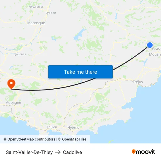 Saint-Vallier-De-Thiey to Cadolive map