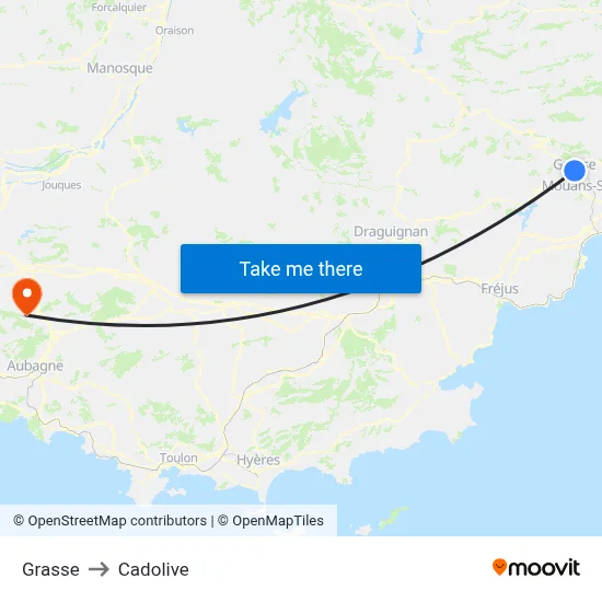 Grasse to Cadolive map