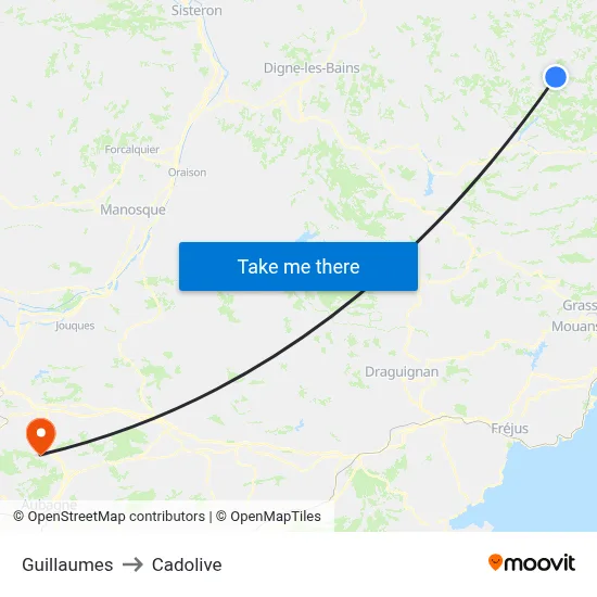Guillaumes to Cadolive map