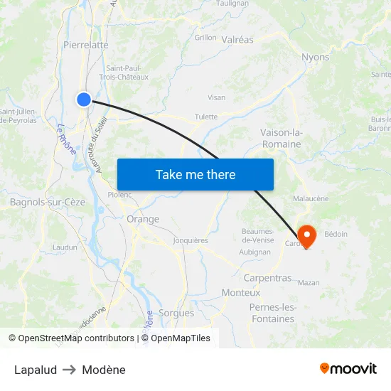 Lapalud to Modène map