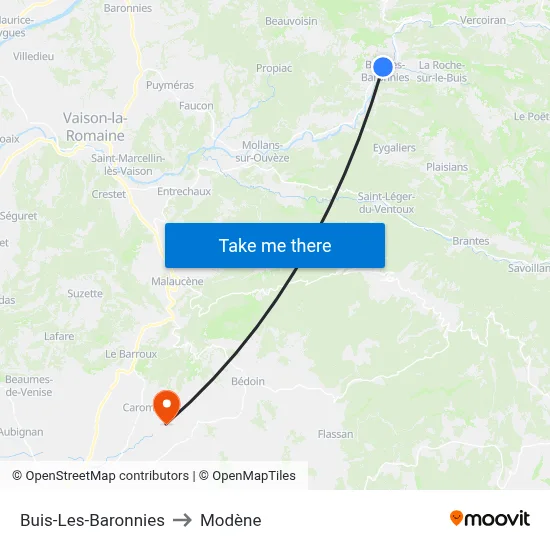 Buis-Les-Baronnies to Modène map