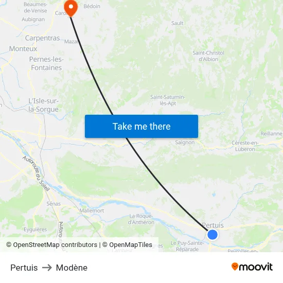 Pertuis to Modène map