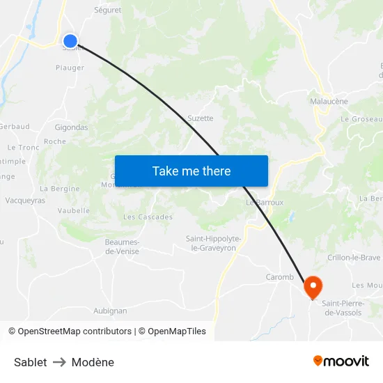 Sablet to Modène map