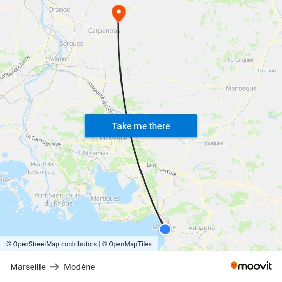 Marseille to Modène map