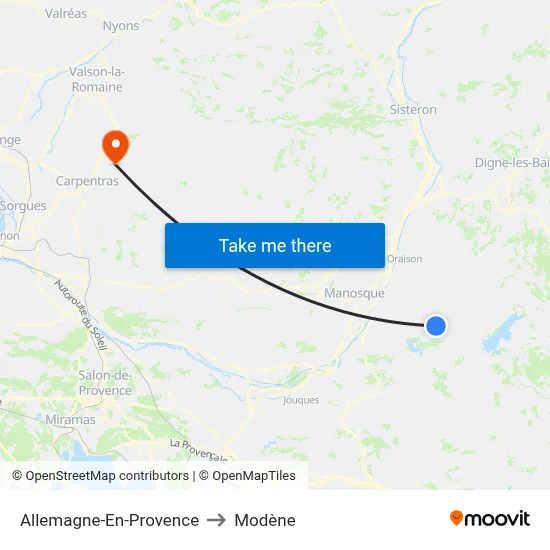 Allemagne-En-Provence to Modène map