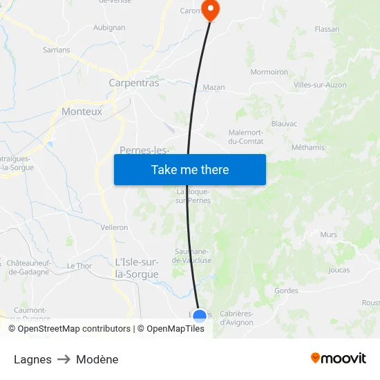 Lagnes to Modène map