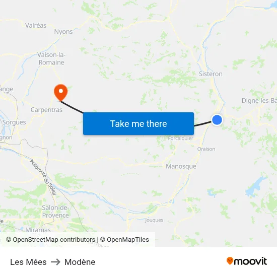 Les Mées to Modène map
