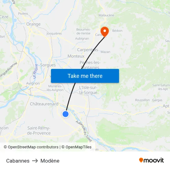 Cabannes to Modène map