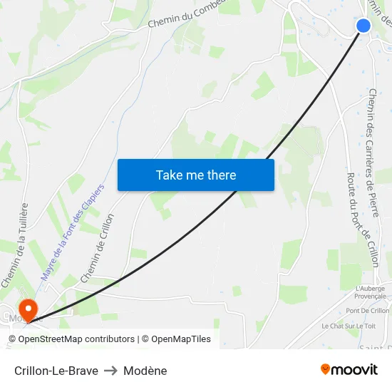 Crillon-Le-Brave to Modène map