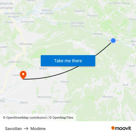 Savoillan to Modène map