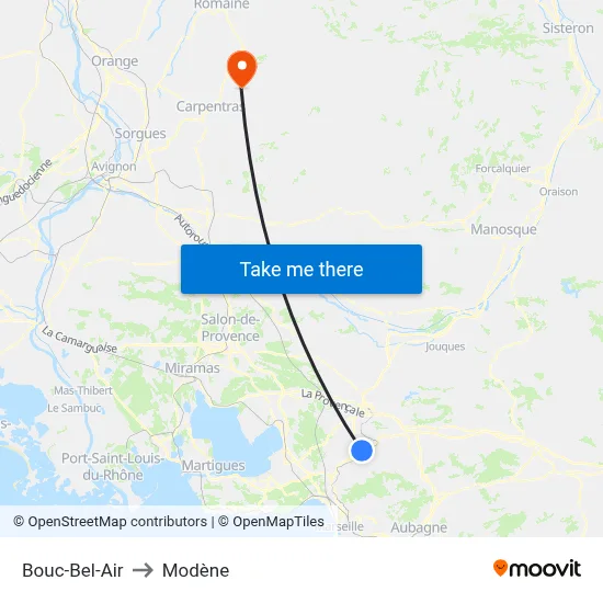 Bouc-Bel-Air to Modène map