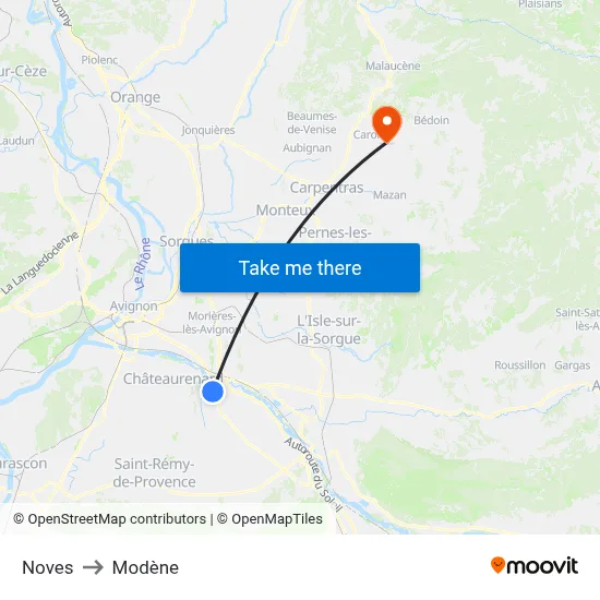 Noves to Modène map