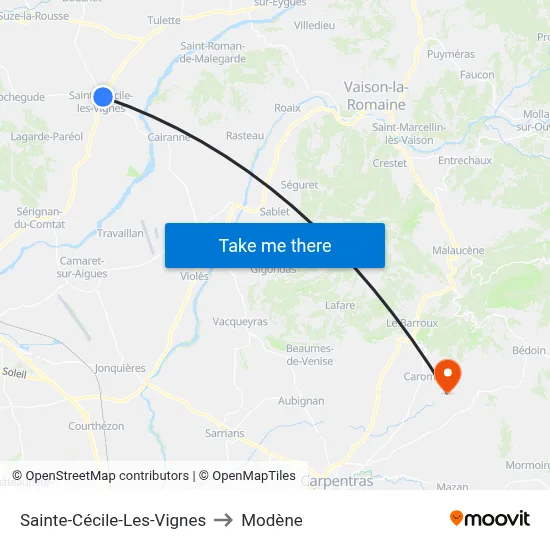 Sainte-Cécile-Les-Vignes to Modène map