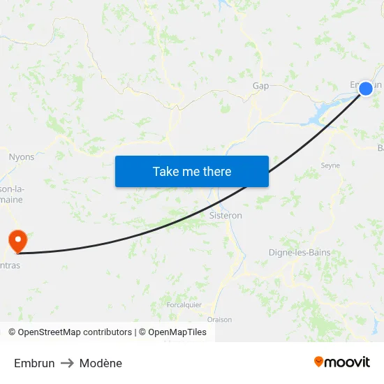 Embrun to Modène map