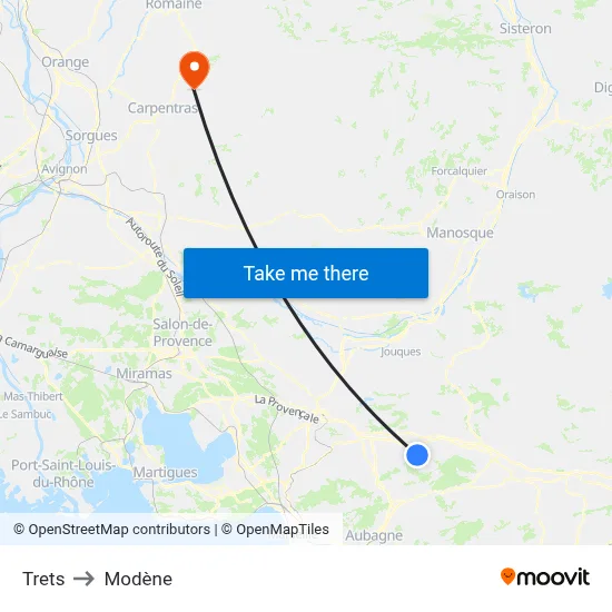 Trets to Modène map