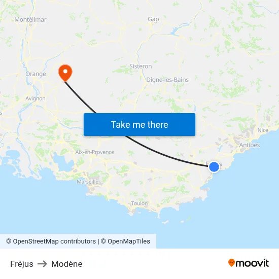Fréjus to Modène map