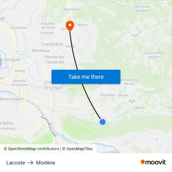 Lacoste to Modène map