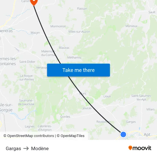 Gargas to Modène map